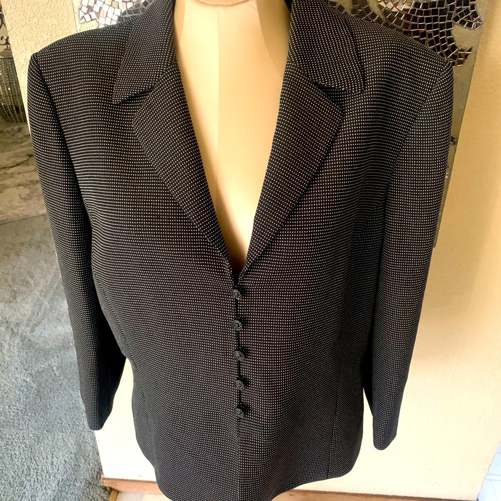 Tahari black white dot lined blazer sz 18.